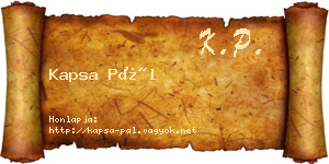 Kapsa Pál névjegykártya